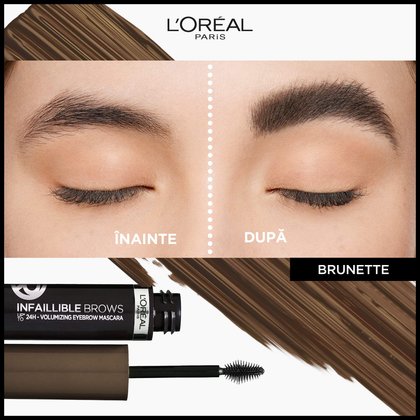 Infaillible 24H Brow Brunette inainte si dupa