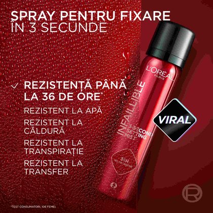 Spray de fixare rezistent la transfer Infaillible 3-Second Setting Mist 36 de ore