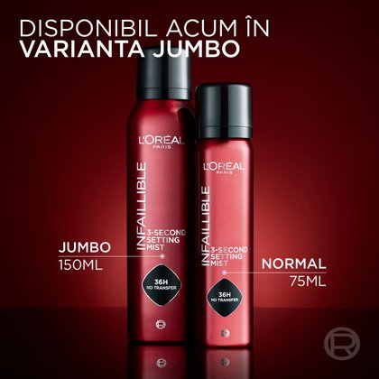 Spray de fixare rezistent la transfer Infaillible 3-Second Setting Mist aplicare extinsa