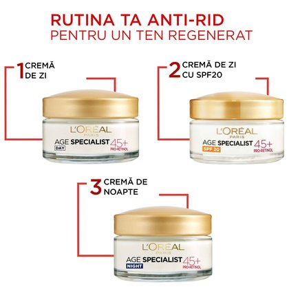 crema antirid hidratanta de noapte age specialist 45+ rutina