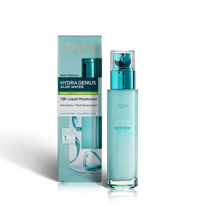 Crema fluida hidratanta 72h* cu Apa de Aloe pentru ten normal si mixt L'Oreal Paris Hydra Genius